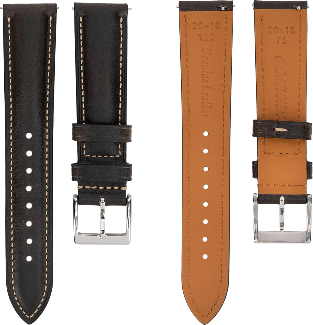 Quick Release Leather Watch Band 14mm 16mm 18mm 19mm 20mm 21mm 22mm 24mm,Vintage Oil Wax-tanned Pull-up Men's Watch