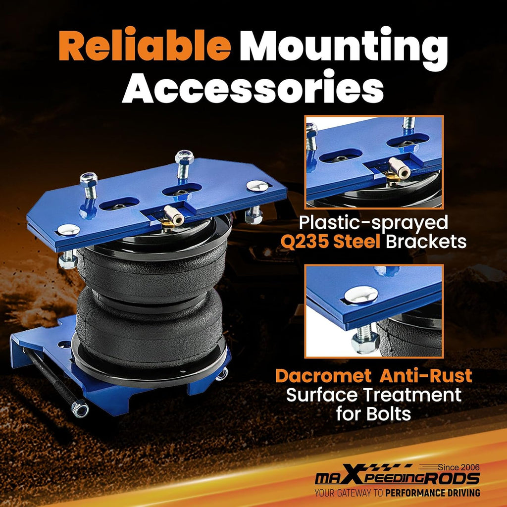 maXpeedingrods Air Suspension Bags Kit up to 5000 lbs for Dodge Ram 2500 2003-2013 4WD Dodge Ram 3500 2003-2018 4WD Air lines Valve Mounting Bracket Hardware