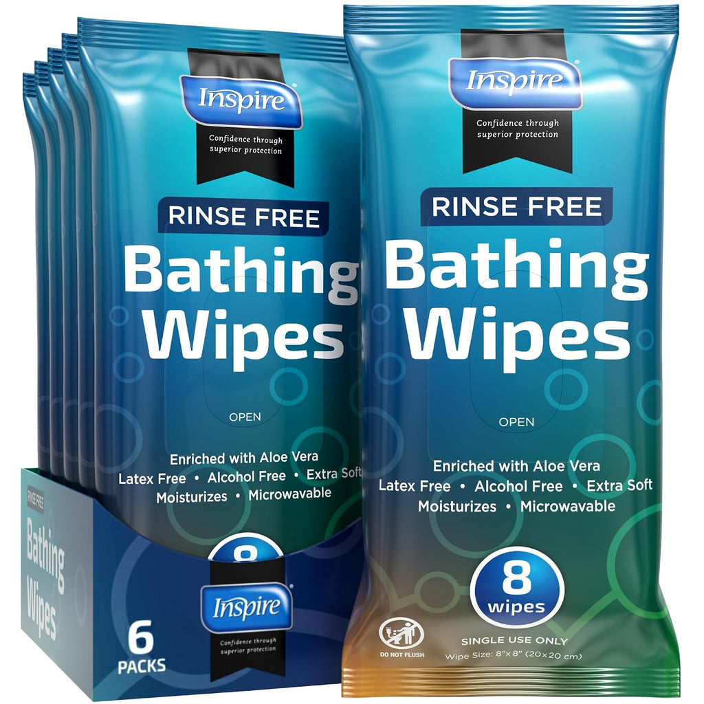 Bathing Wipes for adults bathing rinse free | Adult Wash Cloths Extra Large, Bathing Wipes for Incontinence, 8"x 8"