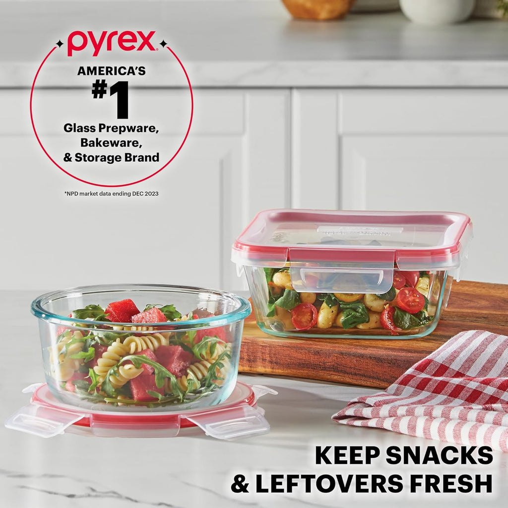 Freshlock (7-Pack) Glass Food Storage Containers Set, (1, 2, 4 Cups) Airtight & Leakproof Plastic Locking Lids