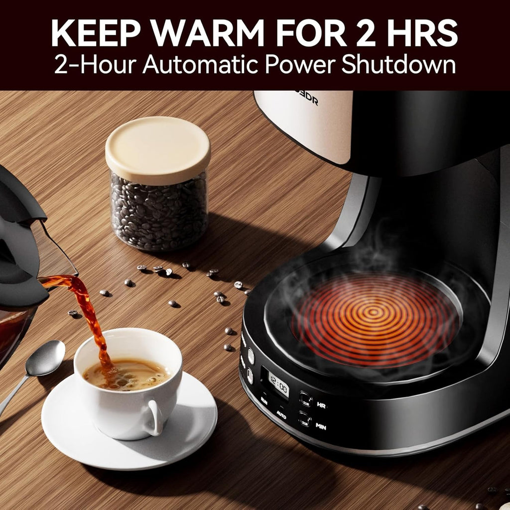 12 Cup Programmable Drip Coffee Maker, Auto Brew Coffee Machine | Keep Warm Plate,Removable Filter Basket,Auto