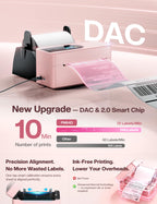 PM64D Touchscreen Thermal Label Printer with 500 Pcs Labels,Pink
