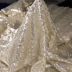 132 Inch Round Champagne Sequin Tablecloth