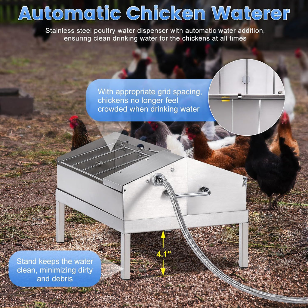 3 in 1 Automatic Chicken Waterer and Feeder Set with Float Valve