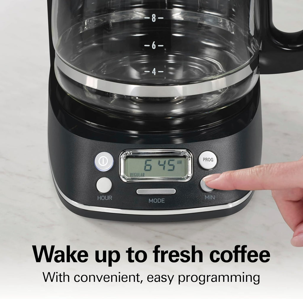 12 Cup Programmable Drip Hot & Iced Coffee Maker | Borosilicate Glass Carafe | 4-Hour Auto Shutoff | Auto-Pause &