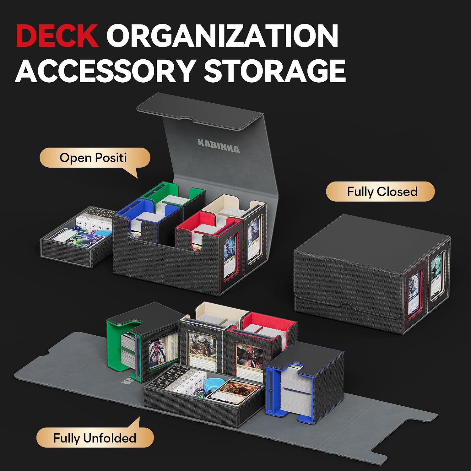 MTG Commander Deck Box, Holds 400+ Double-Sleeved Cards | 5-in-1 Card Deck Box, Patented Design, Magnetic Detachable