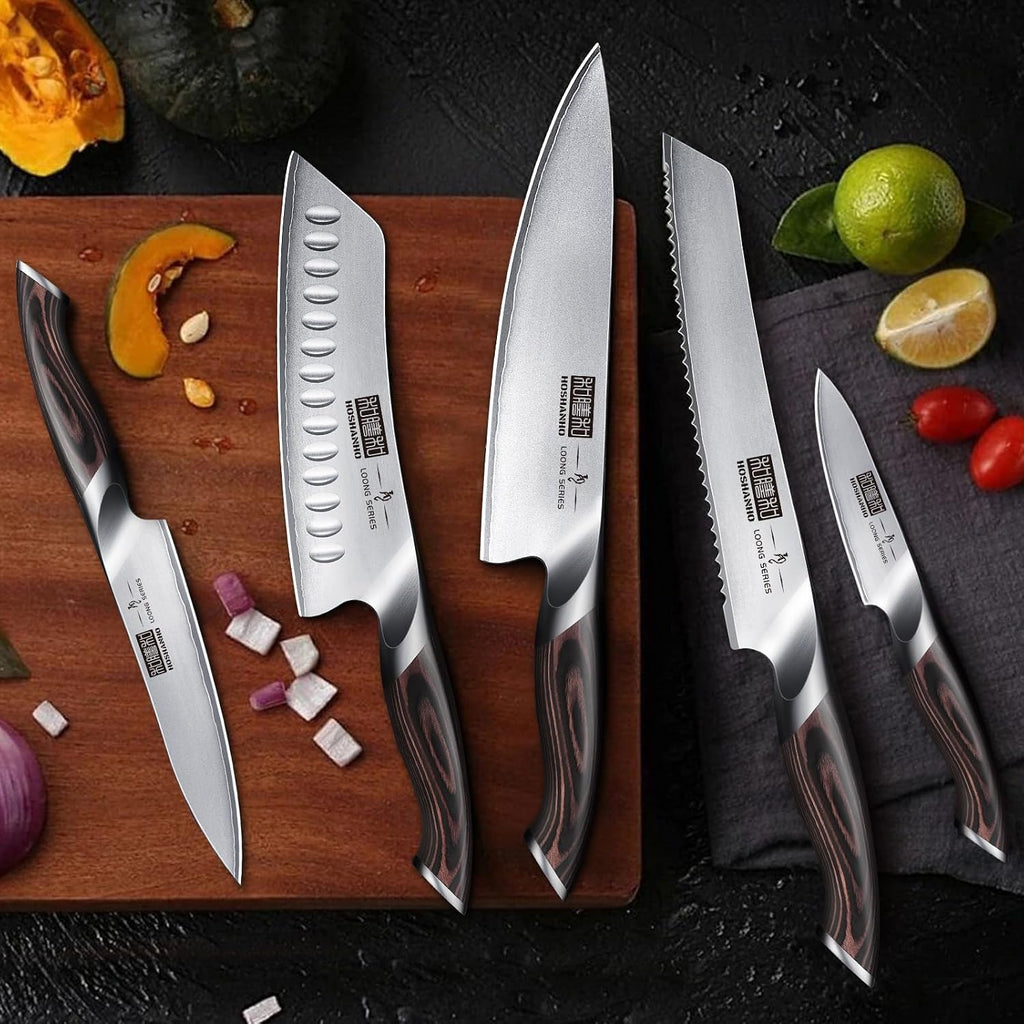 Knife Set with Magnetic Knife Holder, 6PCS Kitchen Knife Sets