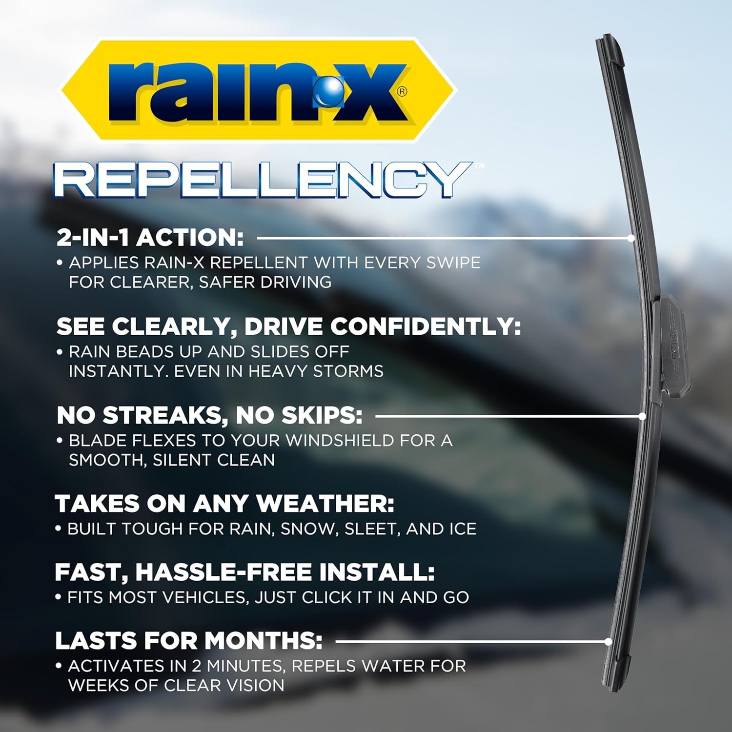 810363 Repellency Water Repellent Wiper Blades, 22" Windshield Wipers (Pack of 2), All Weather Streak-Free for