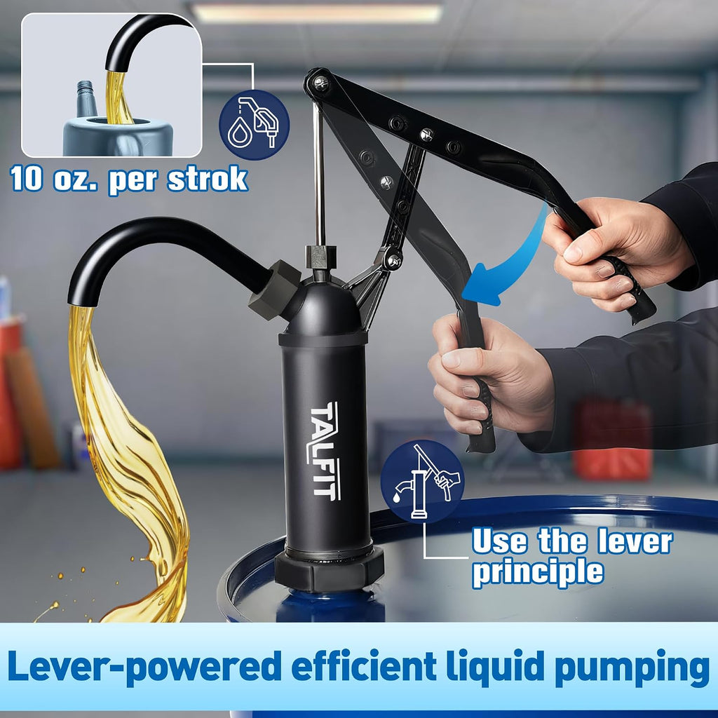 Lever Action Barrel Pump,55 Gallon Drum Pump, For Fuels, Chemicals, Corrosive Liquids, Water Based Fluids, Fits 5 to 55 Gallon Drums & Barrels (PPS - Ultra - Strong Corrosion Resistance)