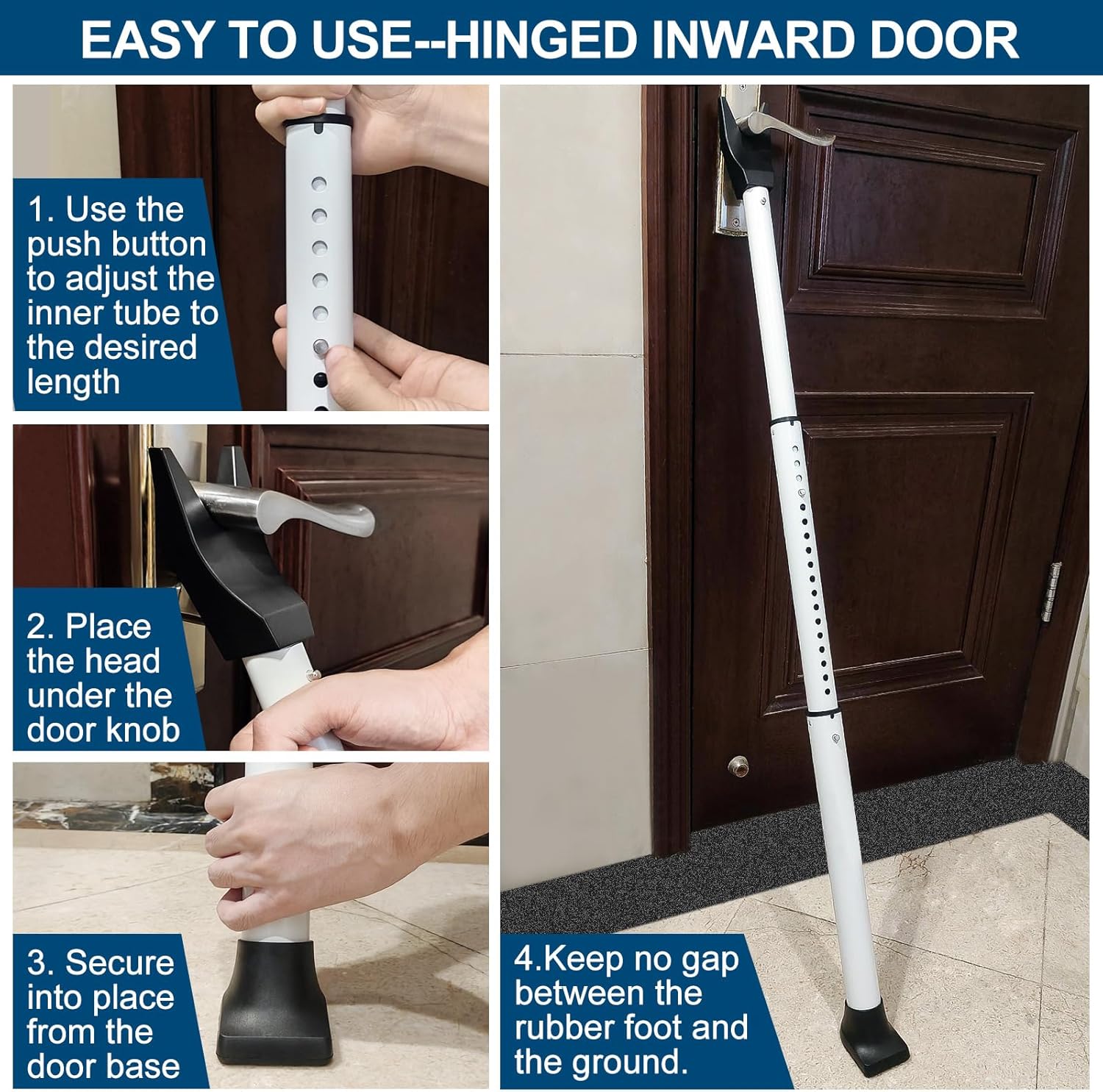 Door Security Bar, Door Stoppers Security bar,Heavy Duty Door Lock Security Door Jammer Door Stopper for Apartment