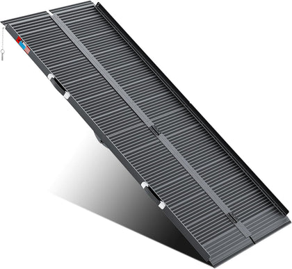 Black Portable Wheelchair Ramp, 7FT No-sew Non-Slip Aluminum Wheelchair Ramp, Folding Portable Wheelchair Ramps for