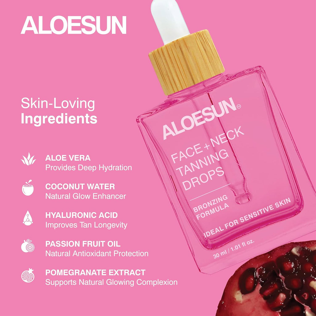 Self Tanning Drops for Face & Body - Gradual Self Tanner Drops - Sunless Tanning - Streak-Free Bronzing - Hyaluronic
