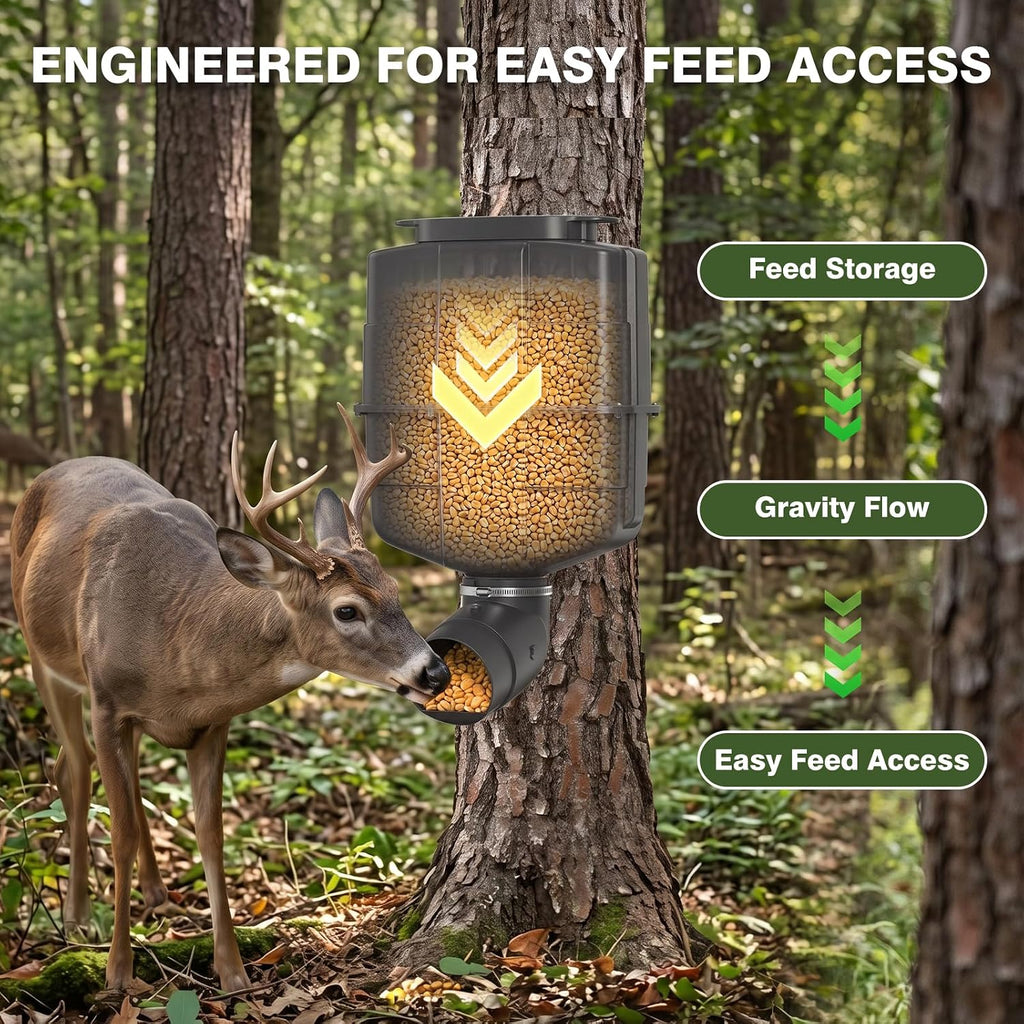 Gravity Deer Feeder, Easy to Install, No Motor or Batteries Required, 20–25 lb Feed Capacity