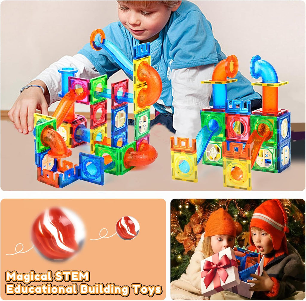 85PCS Marble Run Magnetic Tiles Toy Building Blocks STEM Ages 5+
