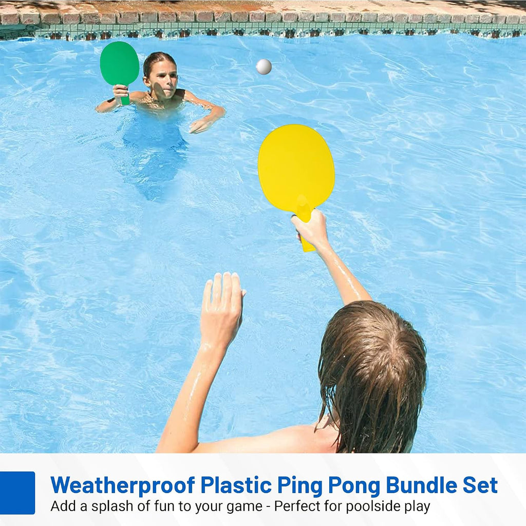 Plastic Portable Ping Pong Paddles Set of 4 Table Tennis Paddles with Retractable Ping Pong Net - 2 Ping Pong Balls