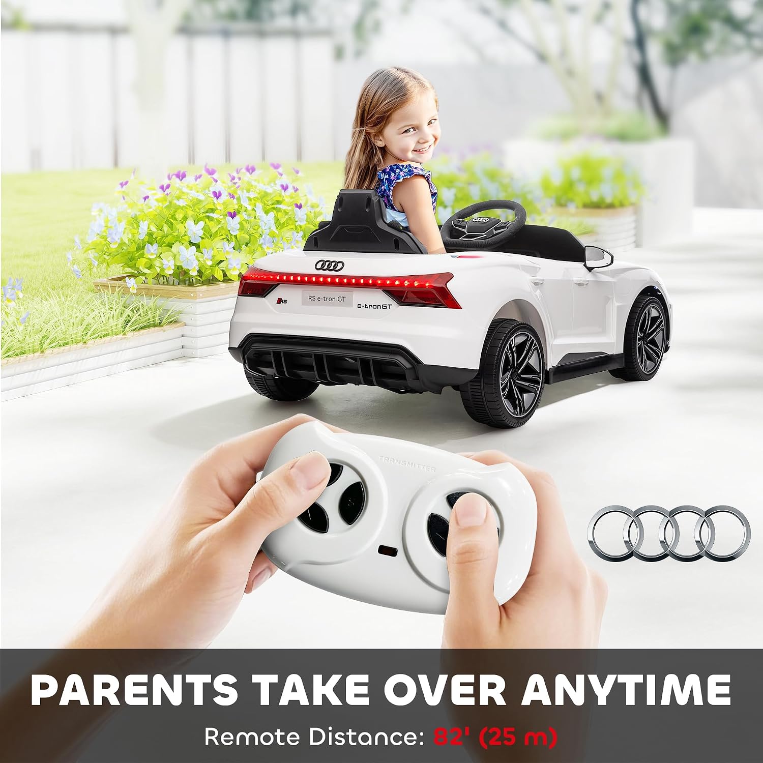 Licensed Audi RS e-tron GT 12V Ride On Car Truck for Kids White | Electric Car Ride On Vehicle, Parent Remote