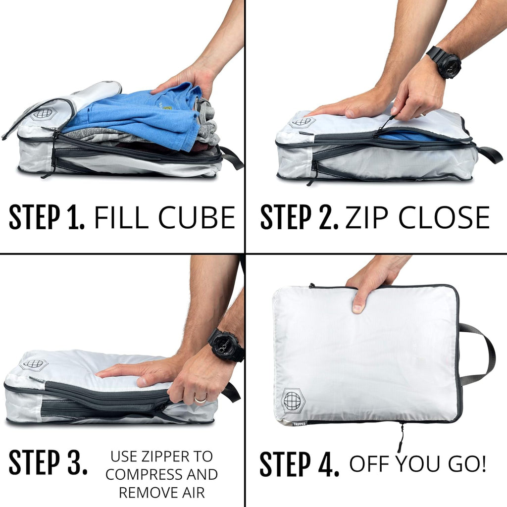 Large Compression Packing Cubes for Travel-Packing Cube Luggage Organizers 4 Piece Set for Checked