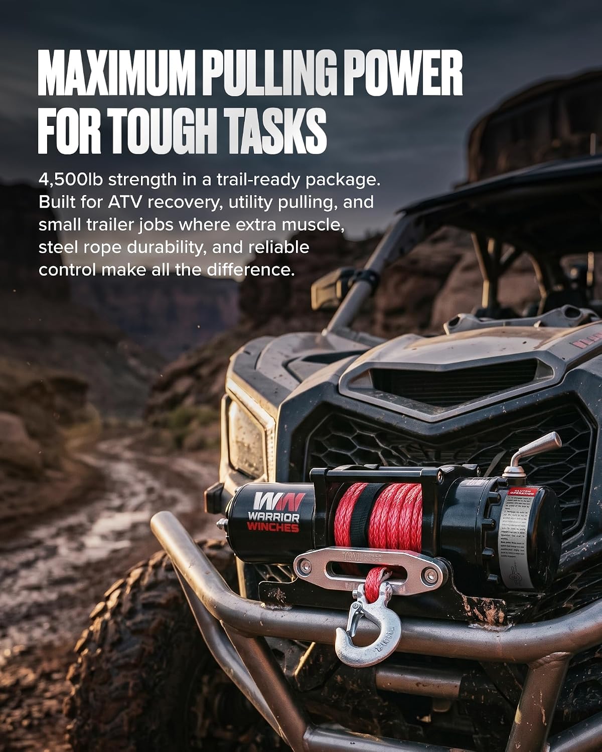 Ninja 4500 lbs - Premium 12V Electric ATV UTV Winch with Synthetic Rope, Wireless Remote Control, Heavy Duty Motor