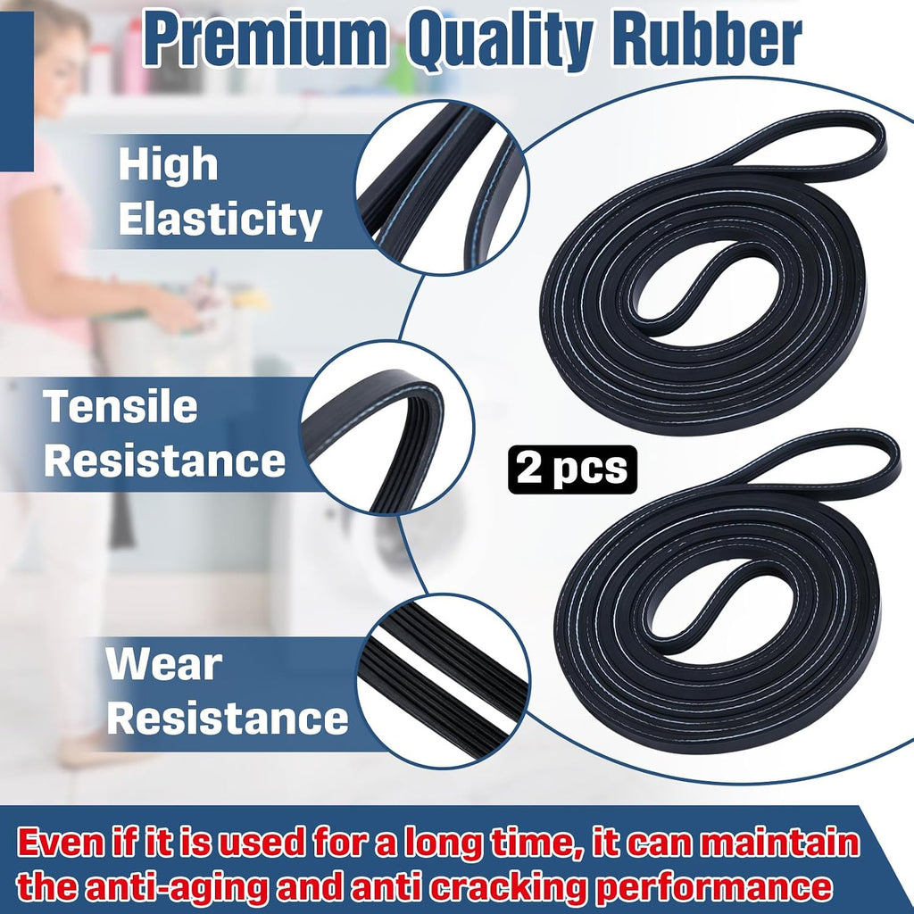 2PCS Dryer Drive Belt Compatible With WP33002535,High Strength Rubber
