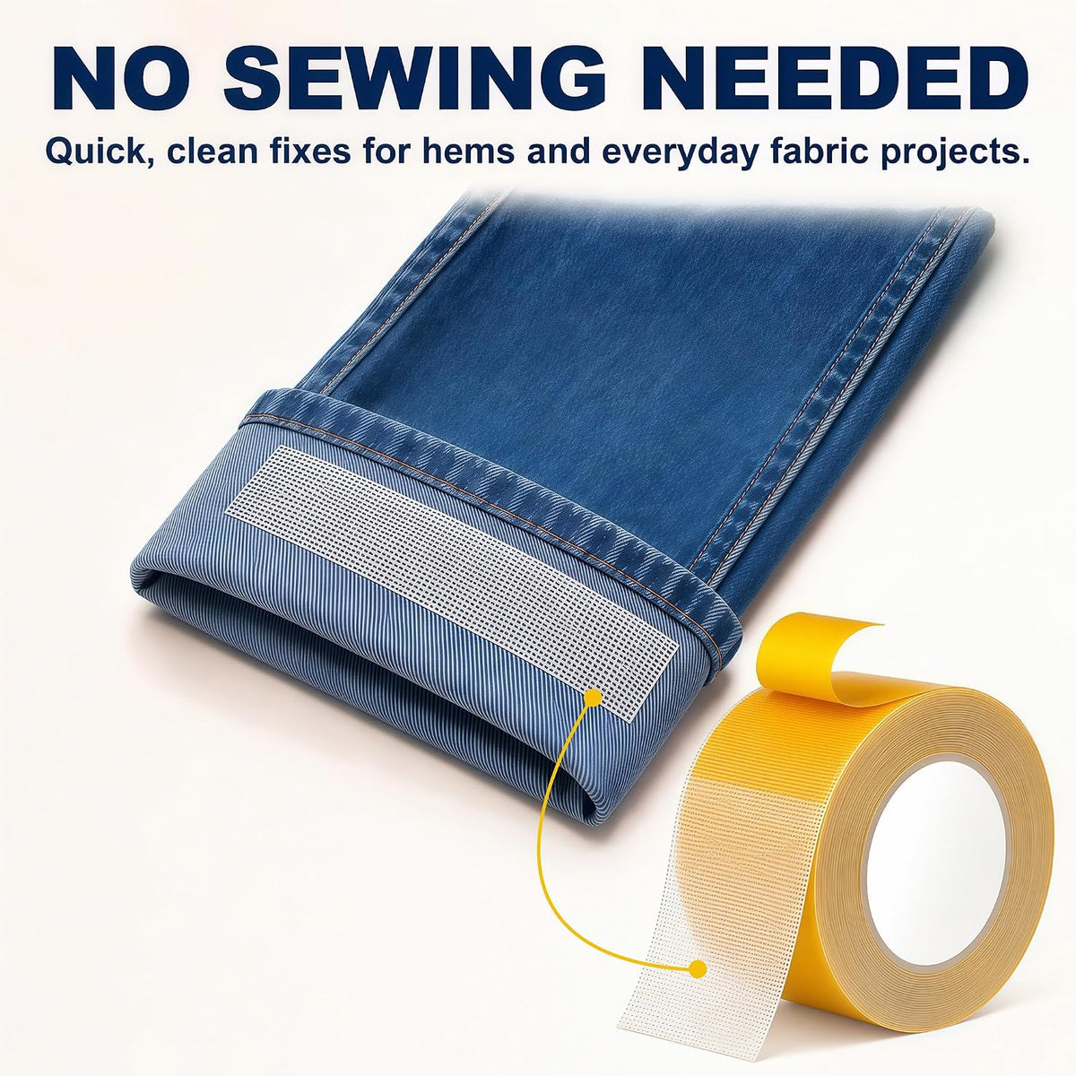 Double Sided Fabric Tape Heavy Duty, 2 Rolls 2" x 66FT, DIY Crafts