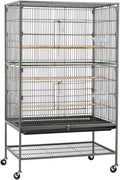 Wrought Iron Large Flight Parrot Bird Cage with Rolling Stand for Multiple Parakeets Conure Cockatiel Cage