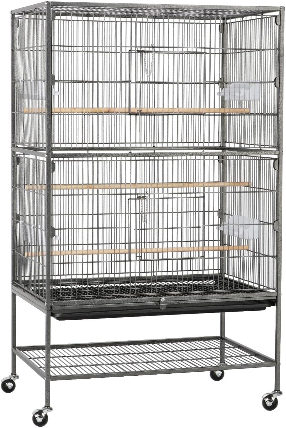 Wrought Iron Large Flight Parrot Bird Cage with Rolling Stand for Multiple Parakeets Conure Cockatiel Cage