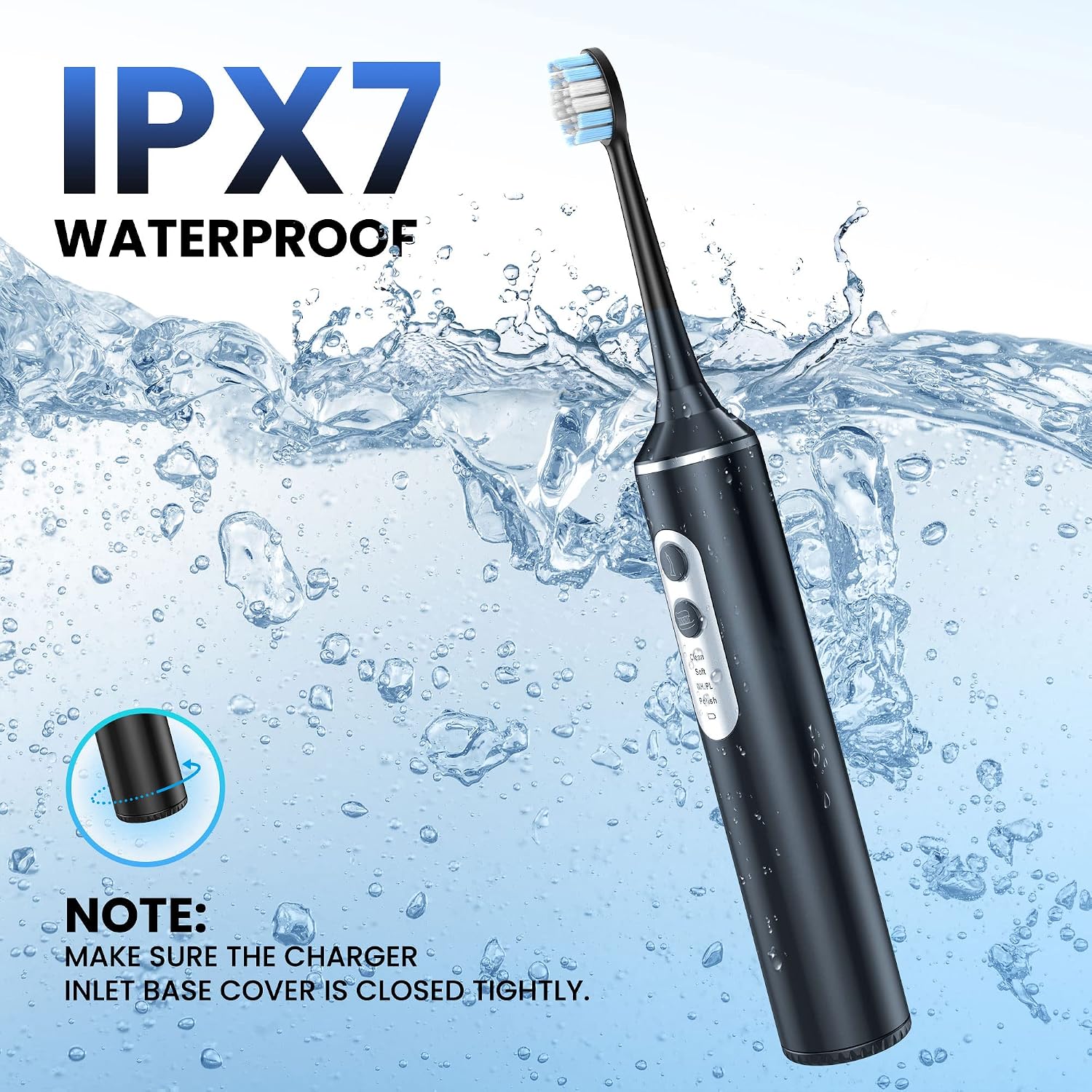 2-in-1 Electric Toothbrush with Water Flosser, Brush & Floss Combo, 3 Modes, 3 Brush Heads, Jet Tip, IPX7 Waterproof