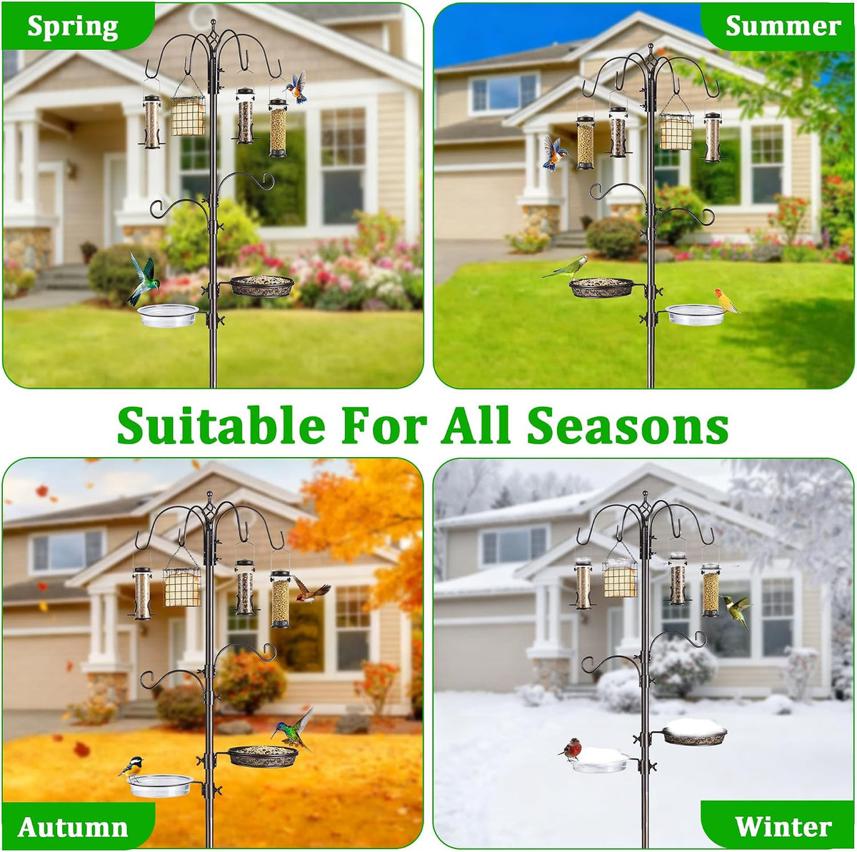 Bird Feeding Station Kit, 94-Inch, 6-Hook Metal Bird Feeder Pole