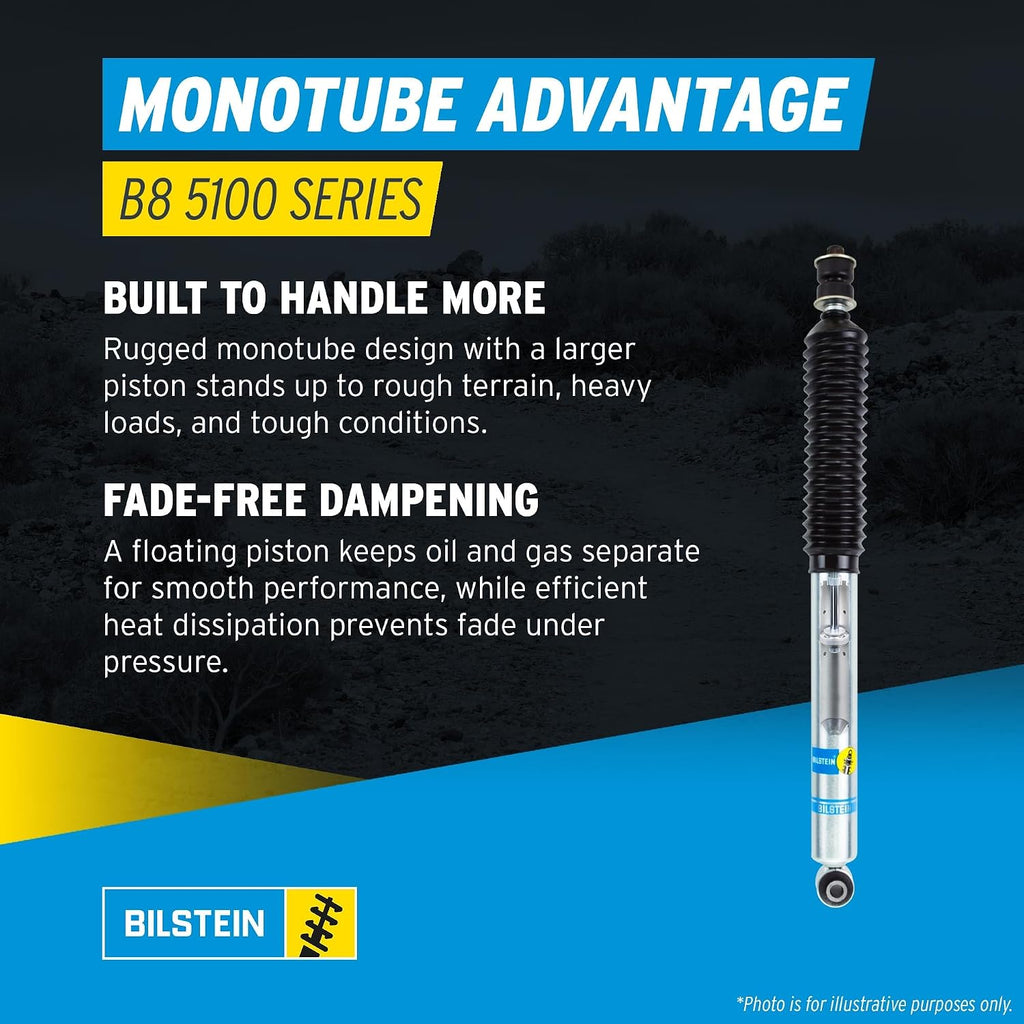 Bilstein Pair of Rear B8 5100 Series Shocks Compatible with 2014-2018 Silverado/Sierra 1500 with 0-1" Rear Lift | Easy Installation | Smooth Performance
