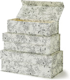 Decorative Storage Boxes with Lids, Set of 3, Elegant Floral