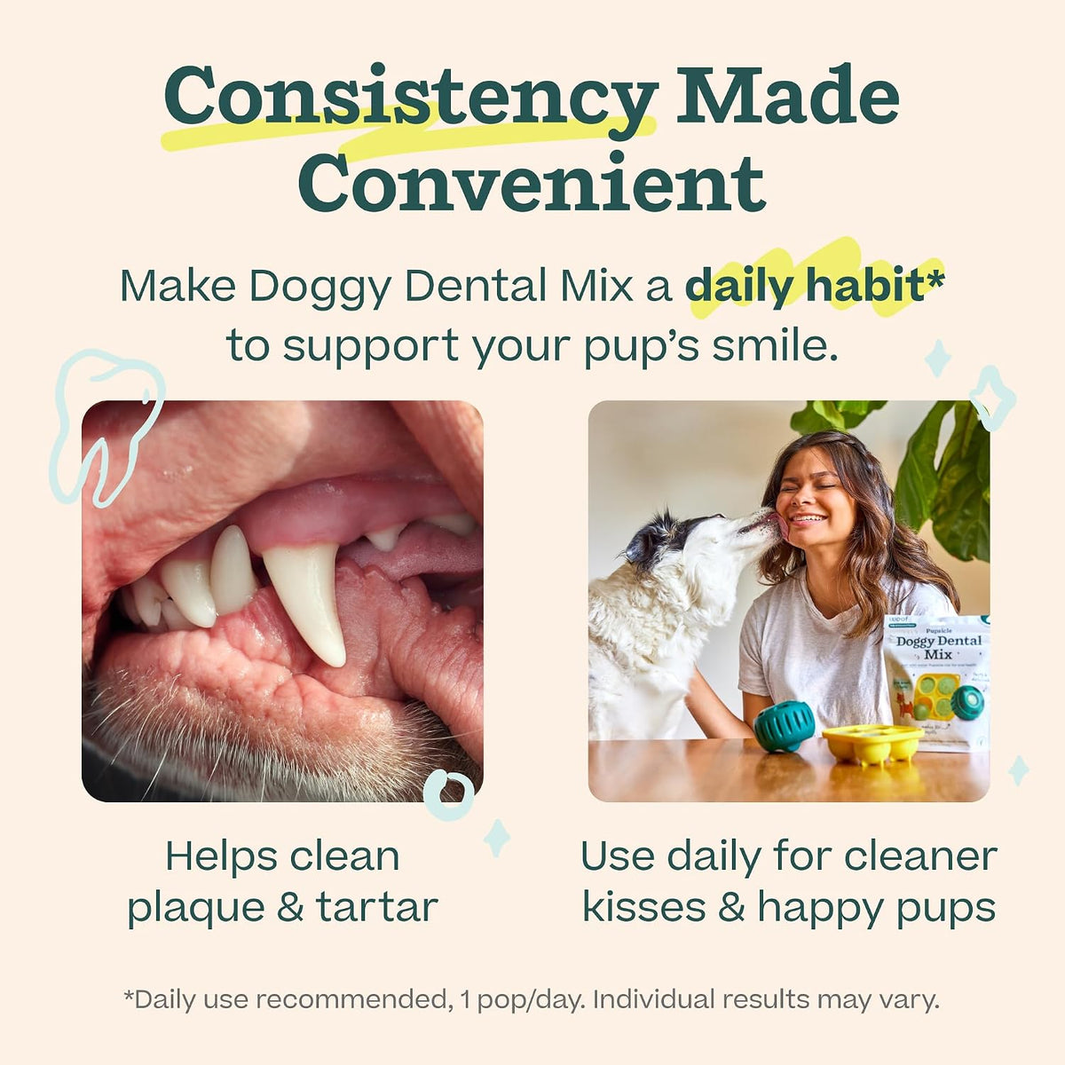 Doggy Dental Pupsicle Mix - Dog Teeth Cleaning Powder for the Pupsicle - Long Lasting Postbiotic Dental Enzyme Mix to