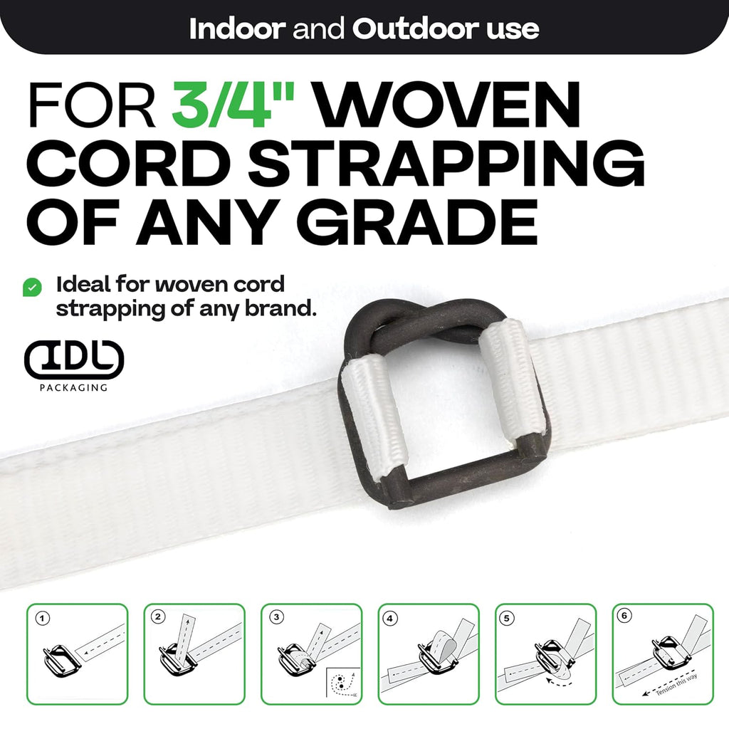 Cord Strapping Buckles 3/4", 500-Pack - for Woven Cord Strap, USA-Made