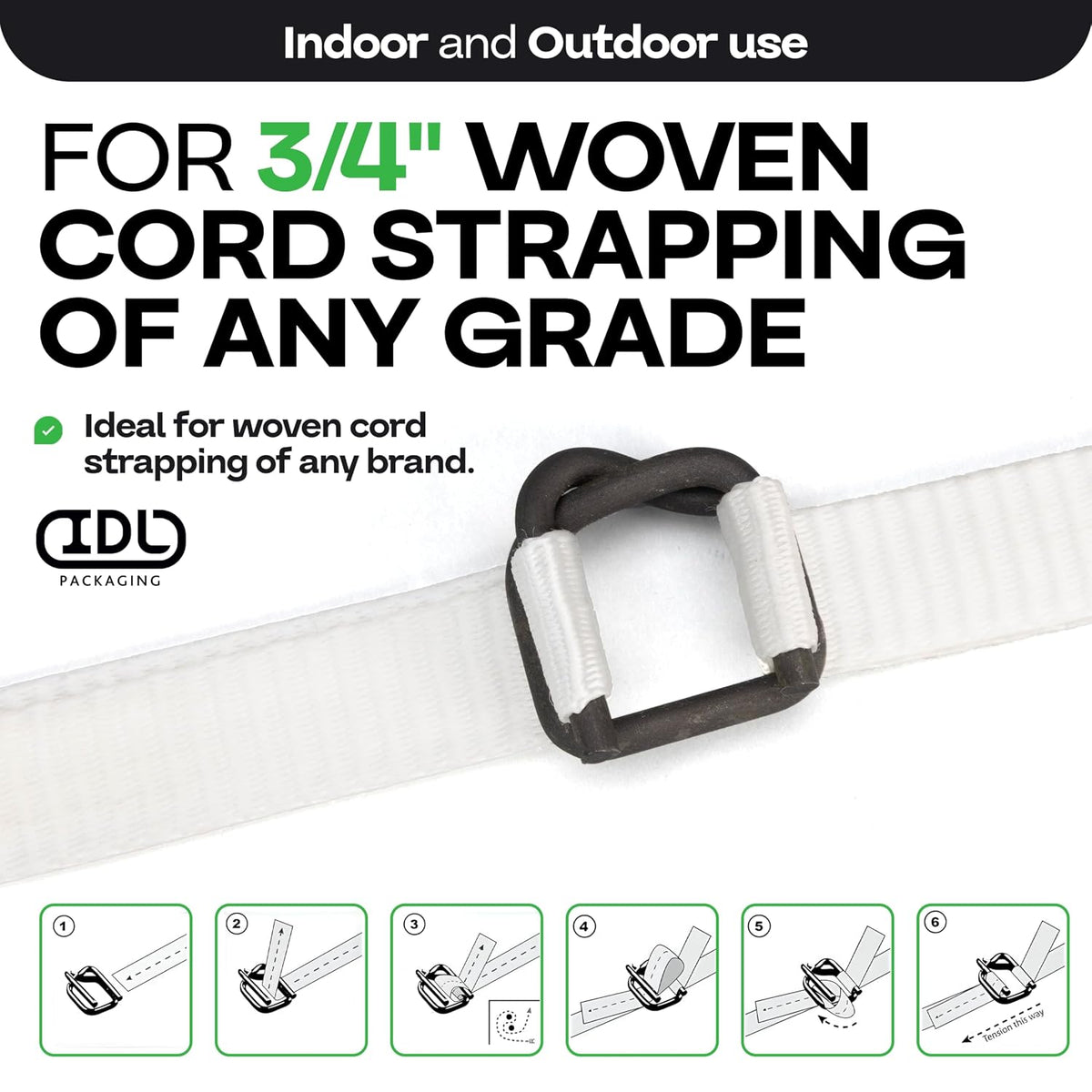 Cord Strapping Buckles 3/4", 100-Pack - for Woven Cord Strap, USA-Made