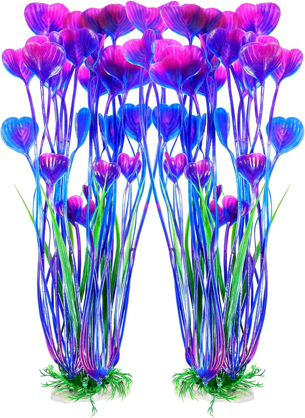 Artificial Fish Tank Plants, Plastic Aquarium Accessories Large, 15.5 inch Purple Decorations, 2pcs