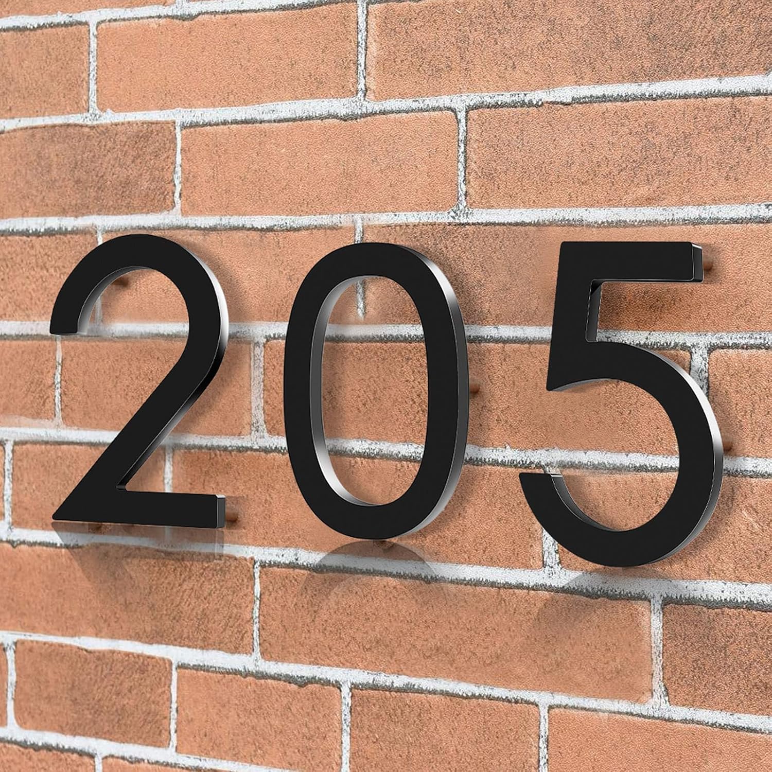 Floating Shadow House Number for Outside - Large 5 Inch Modern House Address Numbers with Nail Kit Black Acrylic