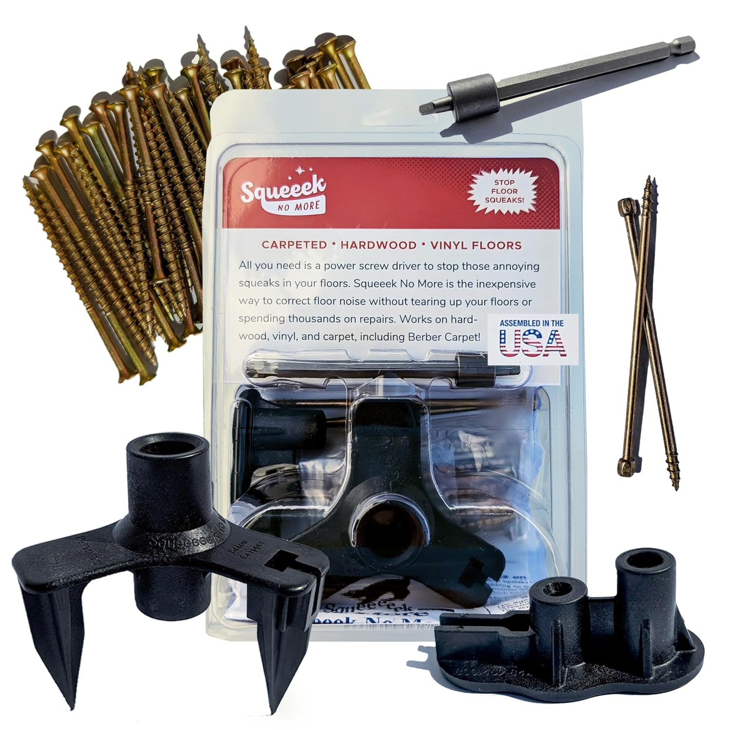 Squeaky Floor Repair Kit for Hardwood, Carpet, Vinyl & Linoleum – Complete Floor Squeak Repair Kit Includes Joist