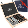 Professional Wood Chisel Set – Complete Chisel Kit with 6 CRV60 Steel Blades (6–38mm), 2 Sharpening Stones & Hardwood