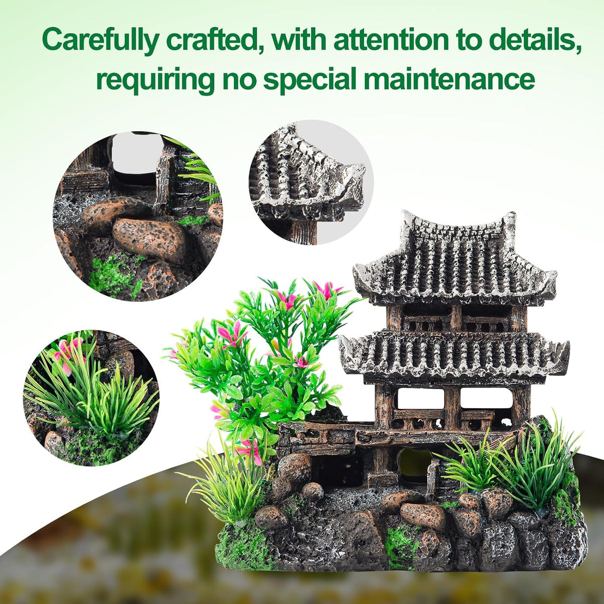 9Pcs Resin Castle Decorations Set，Realistic Fish Tank Castle with Eco-Friendly Design,Fish Tank Decorations Aquarium