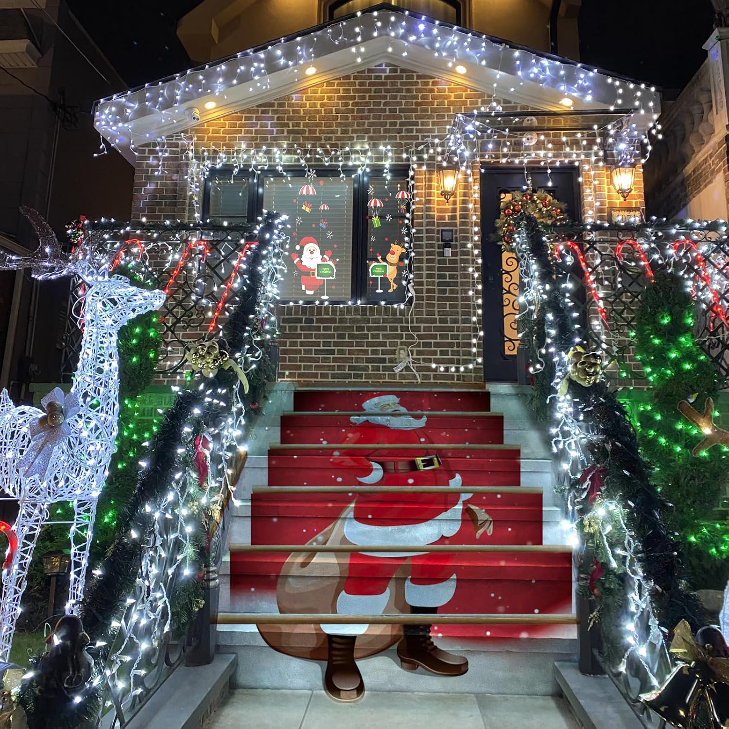 33ft 400 LED Icicle Lights Outdoor, 80 Drops Icicle Christmas Lights Connectable, 8 Modes White Icicle String Lights