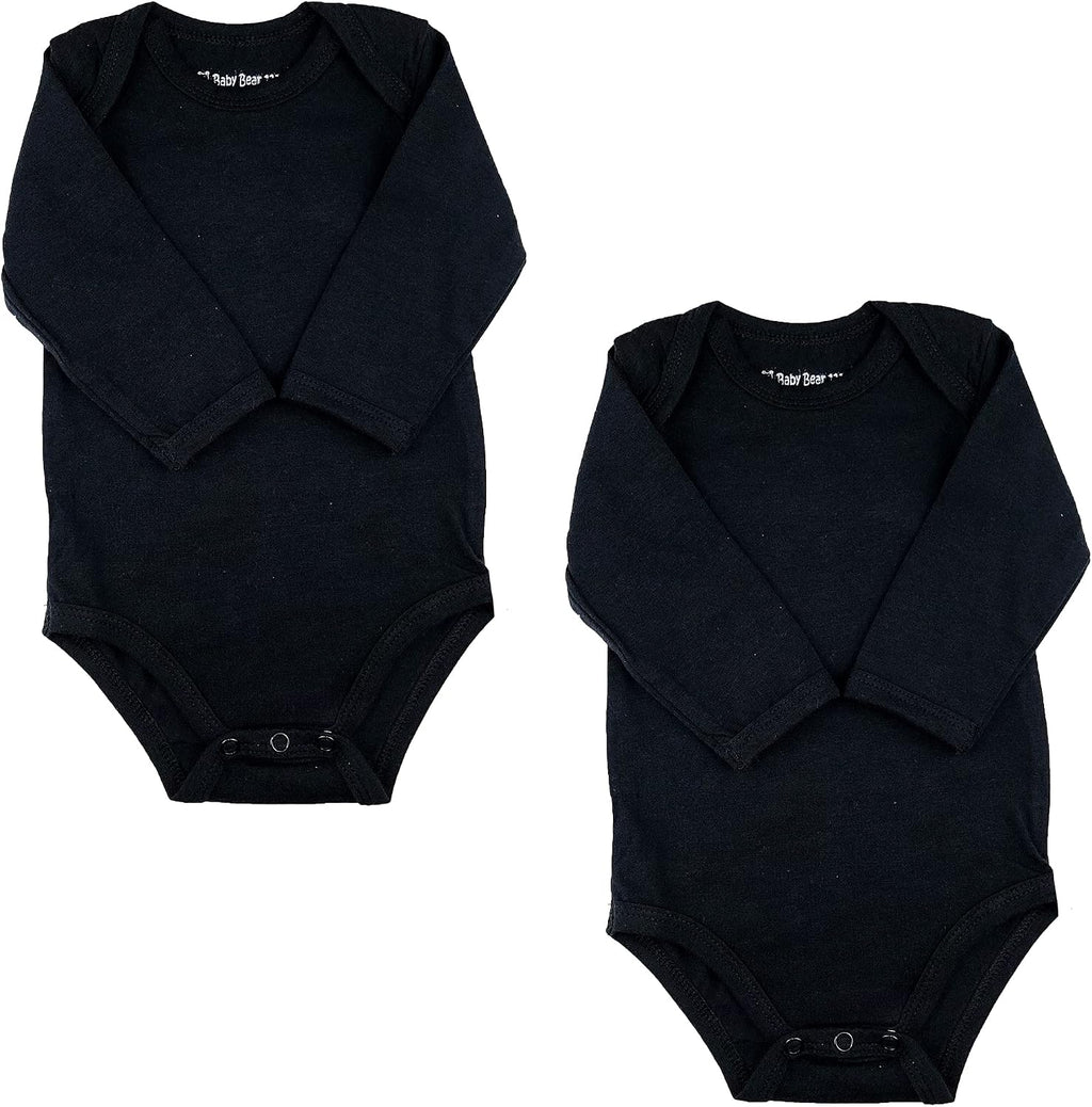 Baby Cotton Spandex Long-Sleeve Bodysuits 2-Pack, Boy Girl