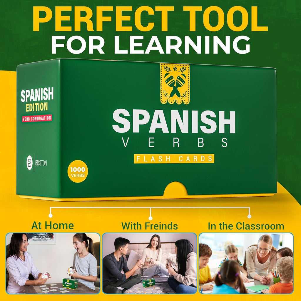 Spanish Verb Conjugation Flash Cards – 1,000 Verbs, 9 Tenses for Study | Back to School Spanish conjugation cards for