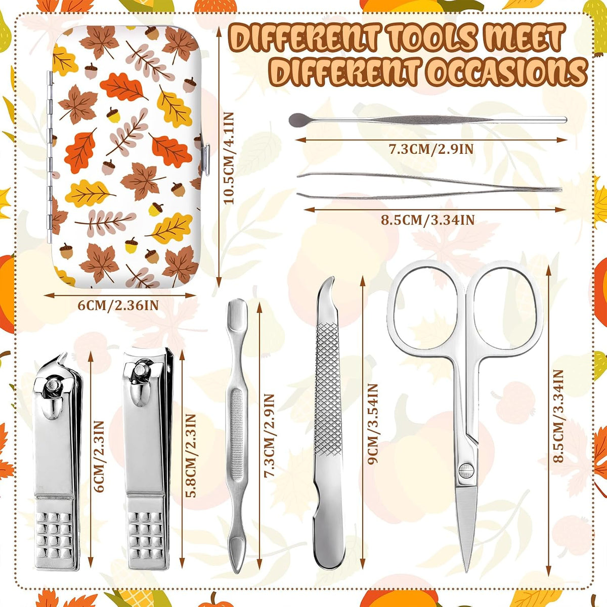 12 Set Thanksgiving Manicure Set Bulk Gifts with Bag Card