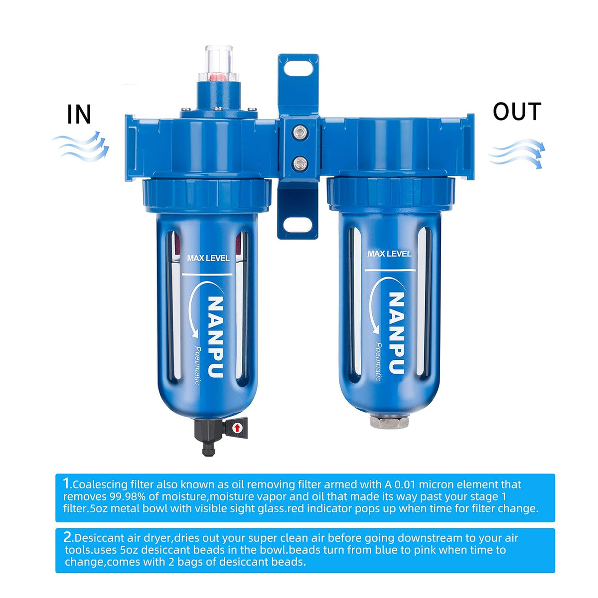 NANPU Zinc Alloy Coalescing Filter & Desiccant Dryer System