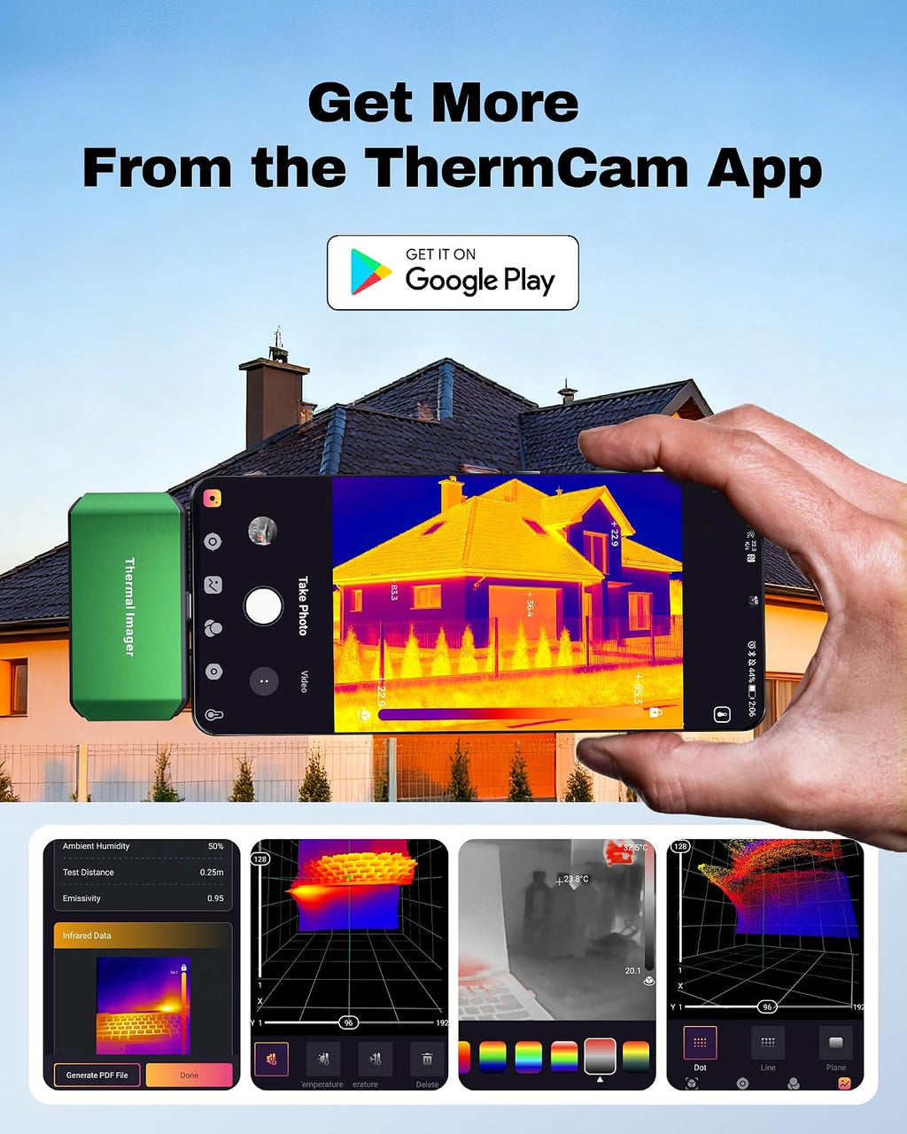 M256 Thermal Camera, 512x384 TISR Resolution Thermal Imager, 256x192 IR Resolution, -4°F~842°F Temp Range, Thermal