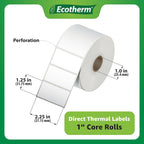 2.25" x 1.25" Thermal Labels | 4 Rolls | 1,135 Labels/Roll | 4,540 Total | fits Zebra, Munbyn, Rollo, Godex, Arkscan