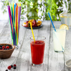10.02-Inch Long Plastic Straws [200 Count] Disposable Drinking Straws for Cold Beverages, Parties & Events - Assorted