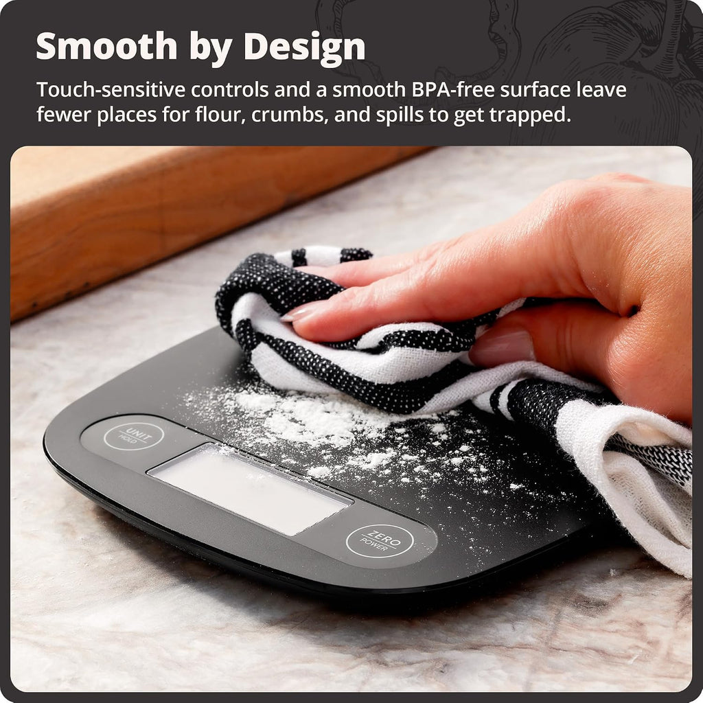 Food Scale, Slim & Compact Build, 1g Precision (Matte Black)