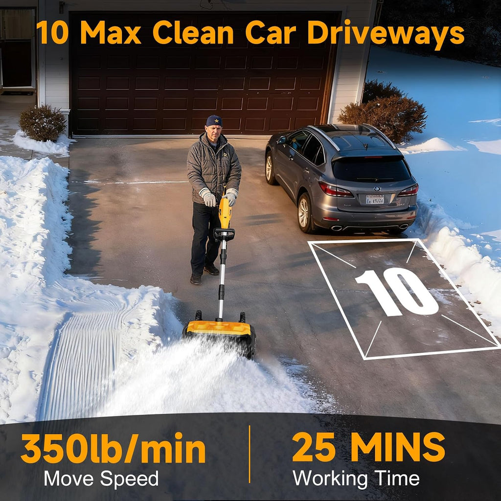 17-Inch Cordless Snow Shovel with Wheels, 9000mAh Brushless Electric Snow Blower Battery Powered, 26Ft Snow Thrower