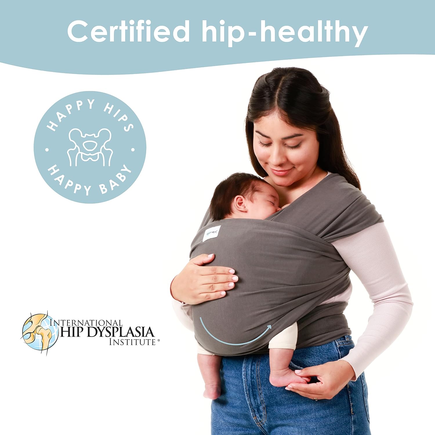 Baby Carrier 7-35 lbs - Stretchy Baby Wrap Infant Sling Dark Gray