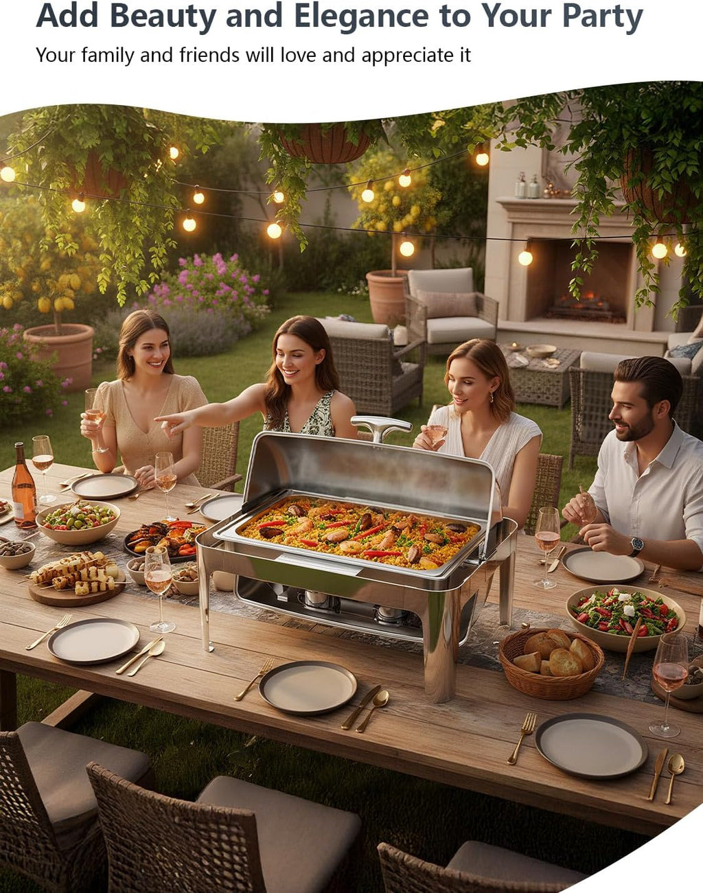 13QT Roll Top Chafing Dishes for Buffet: Stainless steel Chafing Dish Set